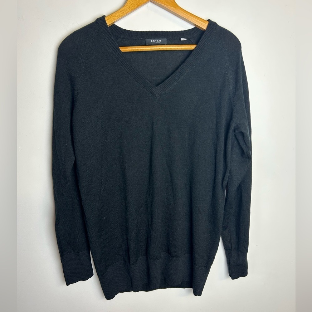 DSTLD Wool Womens Pullover‎ Sweater Size S Black Old Money Comfy lightweight